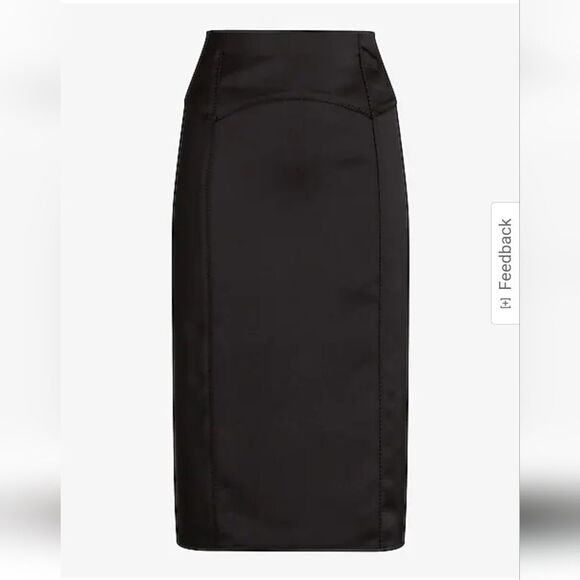 Super High Waisted Satin Seamed Midi Skirt - Picture 6 of 7